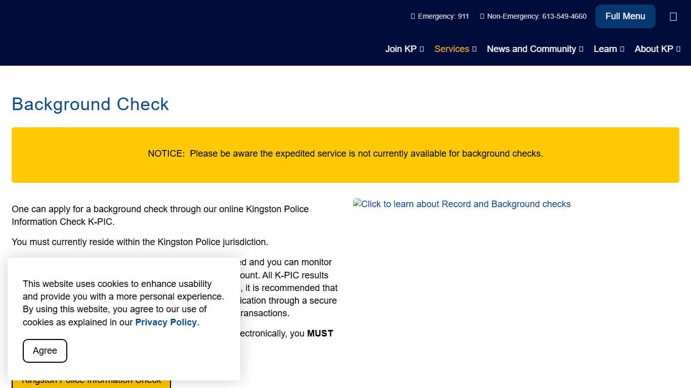 Background Check Kingston Police