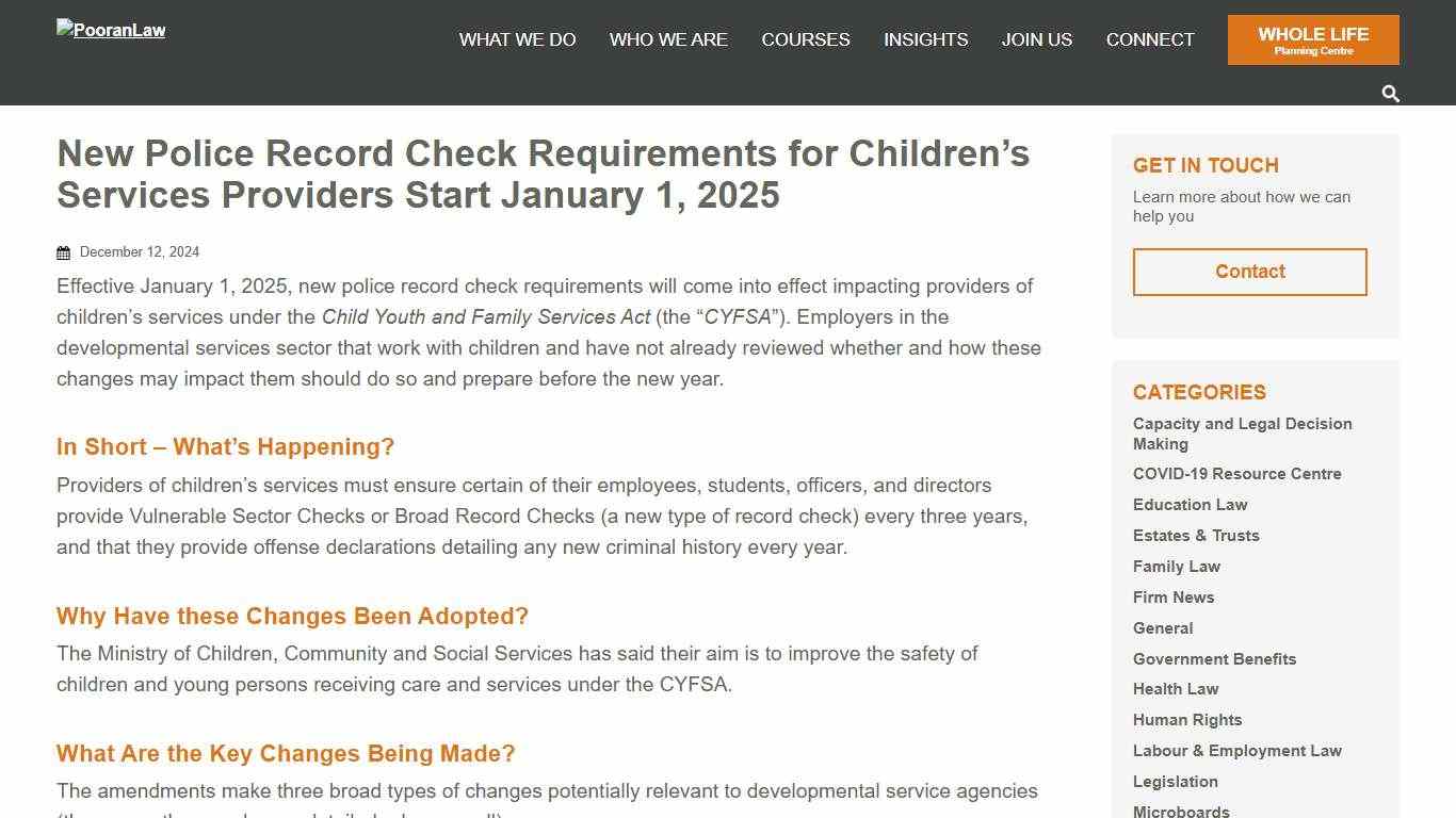 New Police Record Check Requirements for Children’s Services Providers Start January 1, 2025 - PooranLaw